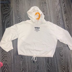 cream cropped nasa hoodie